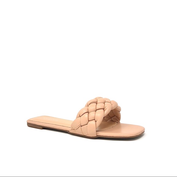 ❤️2X HP! Nude Beige Vegan Leather Braided Sandals - Picture 4 of 12